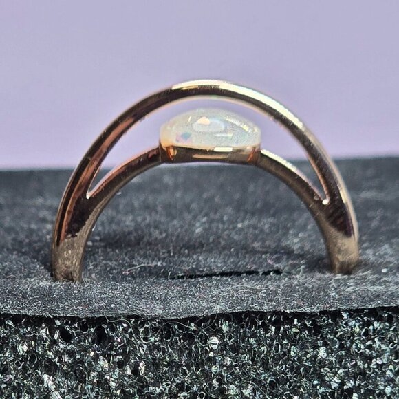 Rose Golden Plated Adjustable Ring With Synthetic Opal Size 10 (NWOT) - Picture 4 of 6